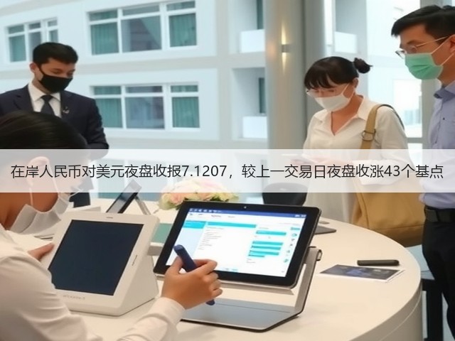 在岸人民币对美元夜盘收报7.1207，较上一交易日夜盘收涨43个基点(图2)