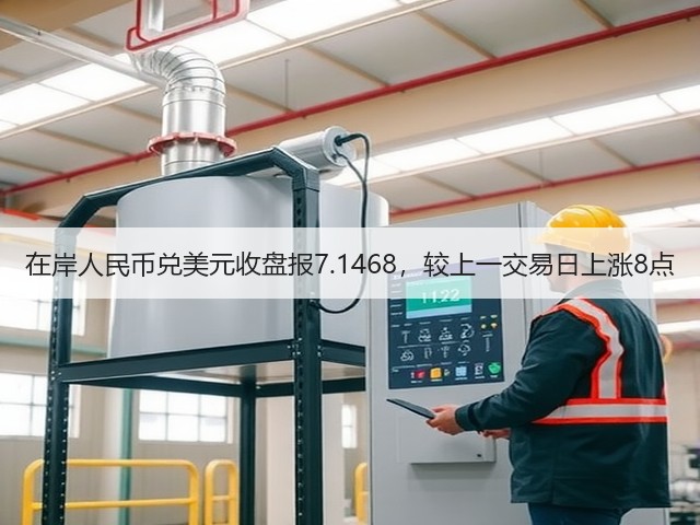 在岸人民币兑美元收盘报7.1468，较上一交易日上涨8点(图1)