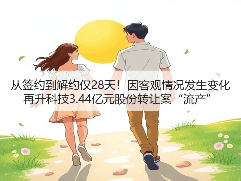 从签约到解约仅28天！因客观情况发生变化 再升科技3.44亿元股份转让案“流产”