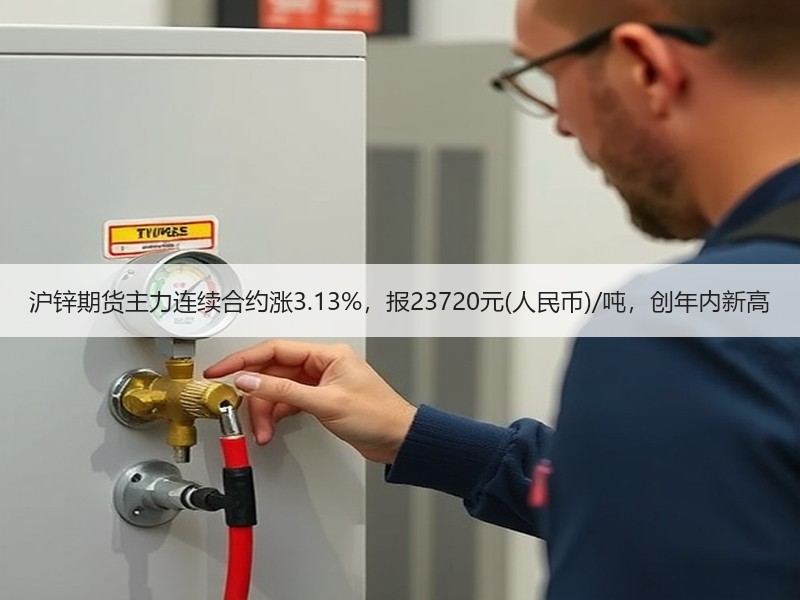 沪锌期货主力连续合约涨3.13%，报23720元(人民币)/吨，创年内新高