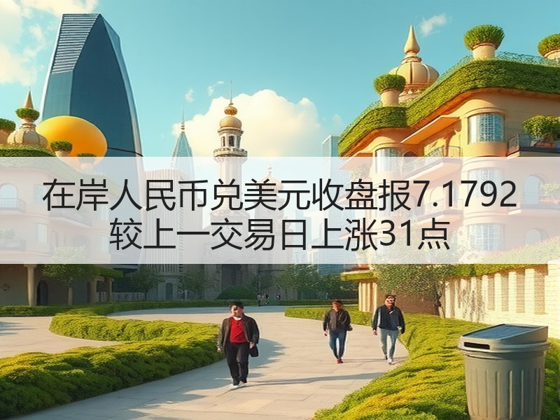 在岸人民币兑美元收盘报7.1792 较上一交易日上涨31点