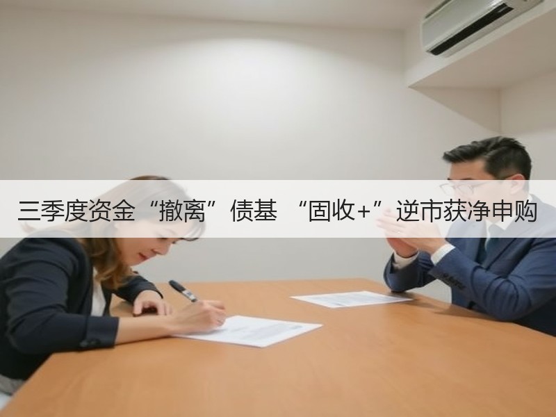 三季度资金“撤离”债基 “固收+”逆市获净申购