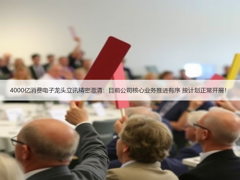4000亿消费电子龙头立讯精密澄清：目前公司核心业务推进有序 按计划正常开展！