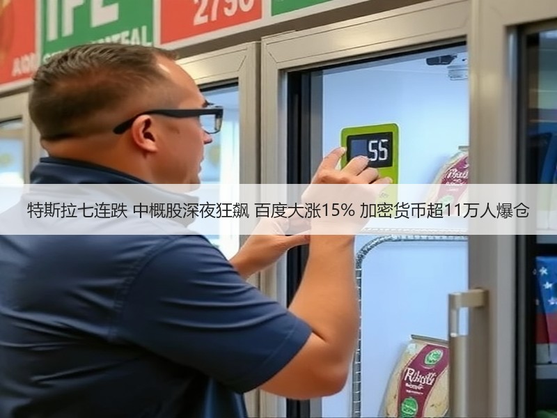 特斯拉七连跌 中概股深夜狂飙 百度大涨15% 加密货币超11万人爆仓