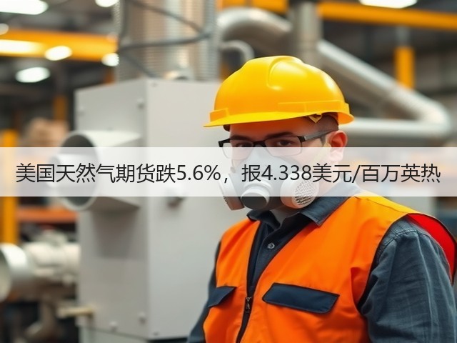 美国天然气期货跌5.6%，报4.338美元/百万英热(图1)