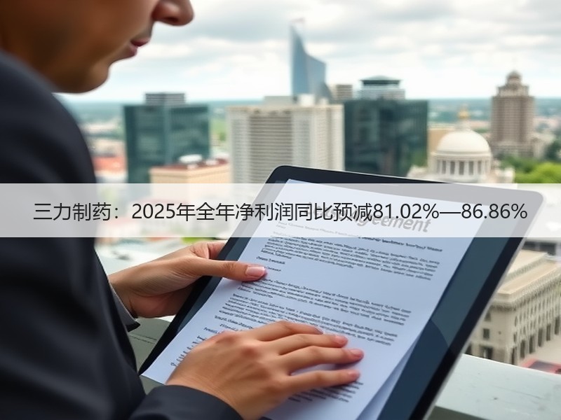 三力制药：2025年全年净利润同比预减81.02%—86.86%