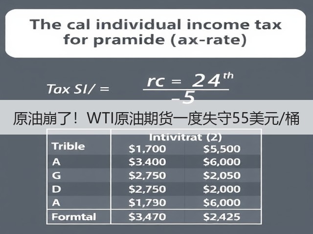 原油崩了!WTI原油期货一度失守55美元/桶(图1) 原油崩了!WTI原油期货一度失守55美元/桶(图1)