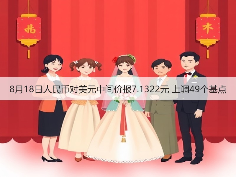 8月18日人民币对美元中间价报7.1322元 上调49个基点