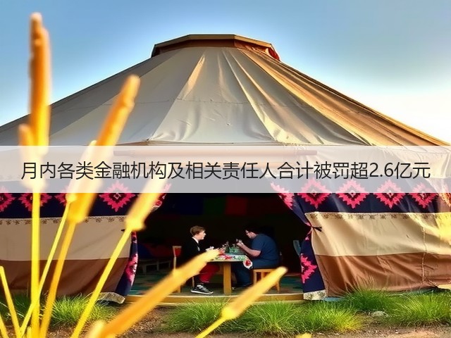 月内各类金融机构及相关责任人合计被罚超2.6亿元(图1)