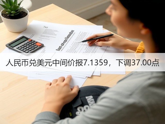 人民币兑美元中间价报7.1359，下调37.00点(图1)