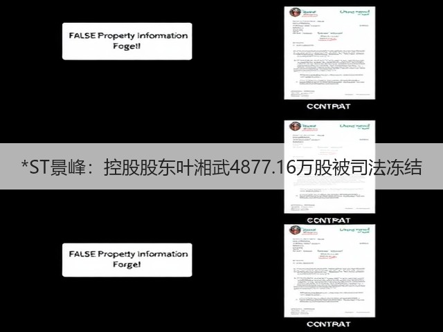*ST景峰:控股股东叶湘武4877.16万股被司法冻结(图2) *ST景峰:控股股东叶湘武4877.16万股被司法冻结(图2)