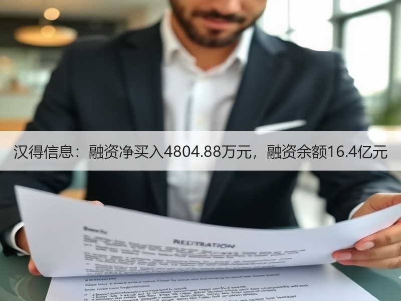 汉得信息：融资净买入4804.88万元，融资余额16.4亿元
