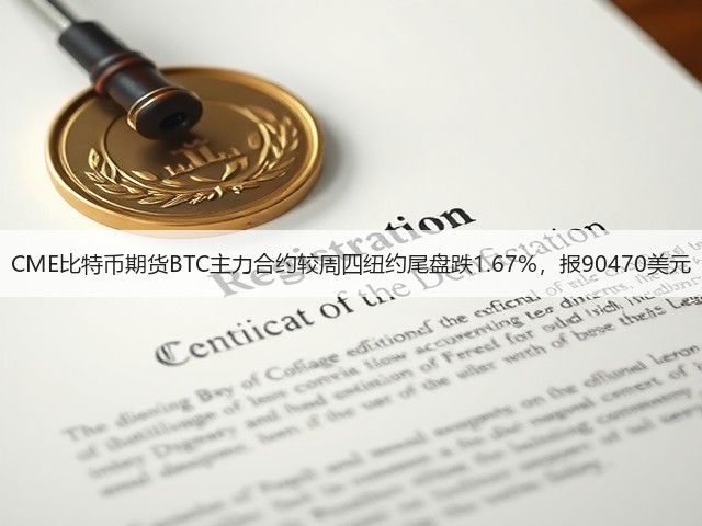 CME比特币期货BTC主力合约较周四纽约尾盘跌1.67%，报90470美元(图3)