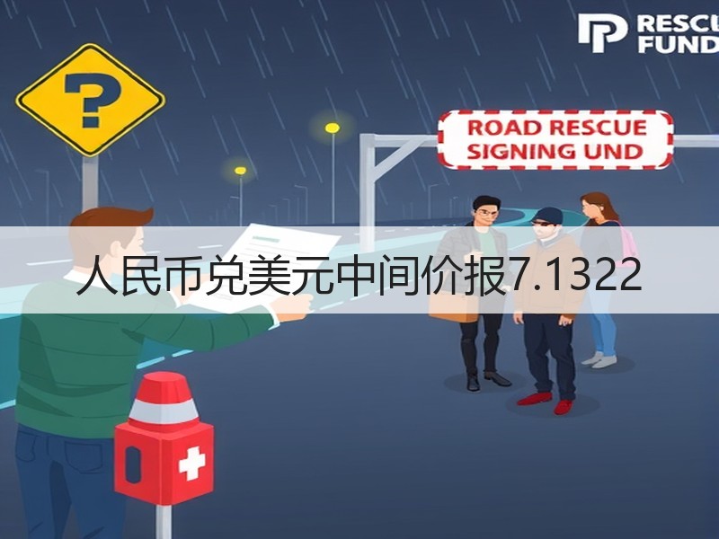 人民币兑美元中间价报7.1322