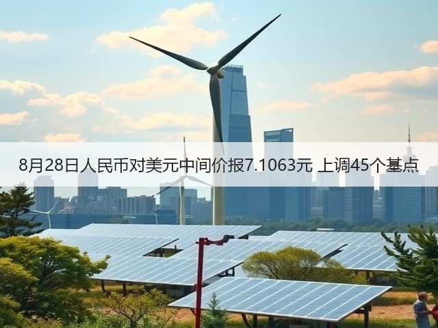 8月28日人民币对美元中间价报7.1063元 上调45个基点(图1) 8月28日人民币对美元中间价报7.1063元 上调45个基点(图1)