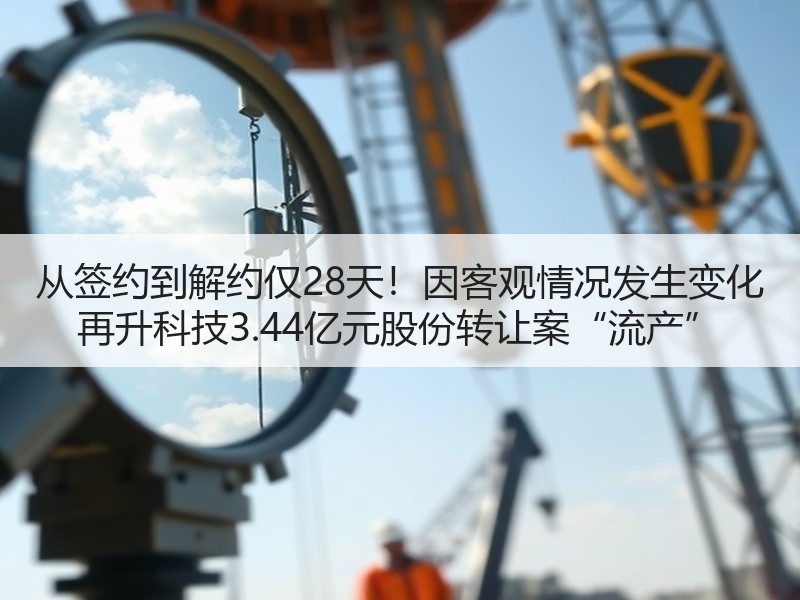 从签约到解约仅28天！因客观情况发生变化 再升科技3.44亿元股份转让案“流产”