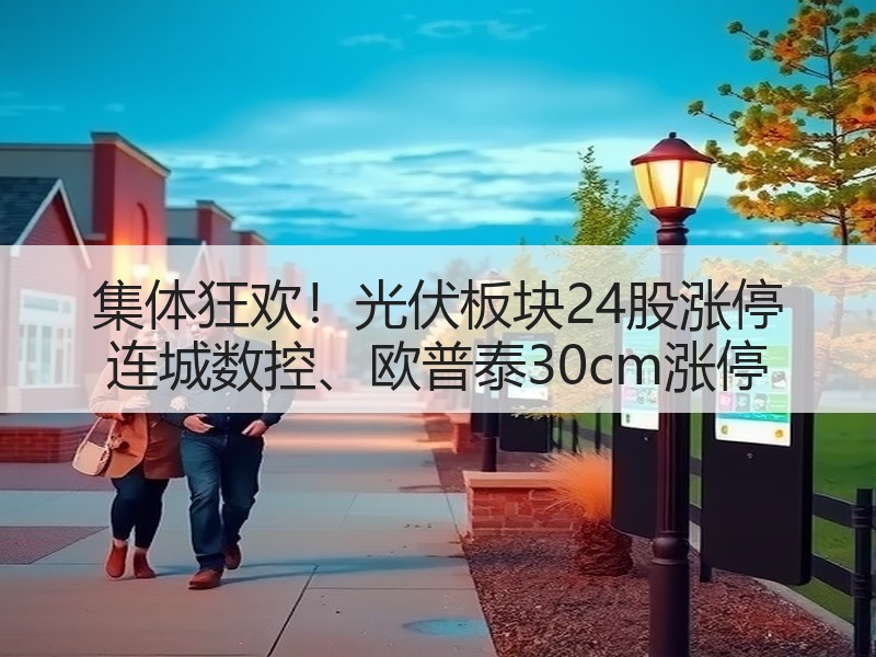 集体狂欢！光伏板块24股涨停 连城数控、欧普泰30cm涨停