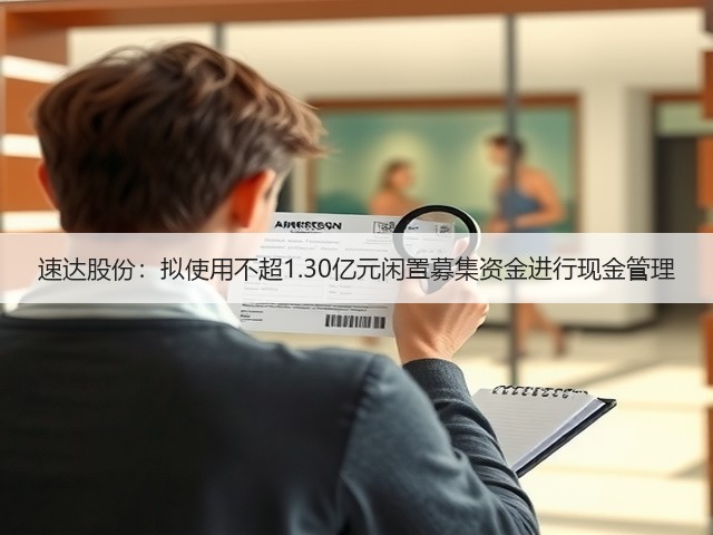 速达股份:拟使用不超1.30亿元闲置募集资金进行现金管理(图1) 速达股份:拟使用不超1.30亿元闲置募集资金进行现金管理(图1)