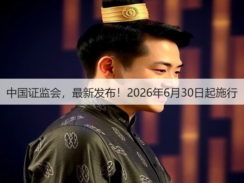 中国证监会，最新发布！2026年6月30日起施行
