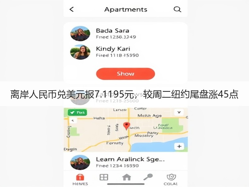 离岸人民币兑美元报7.1195元，较周二纽约尾盘涨45点