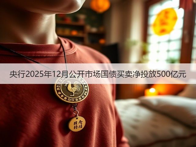 央行2025年12月公开市场国债买卖净投放500亿元(图1)
