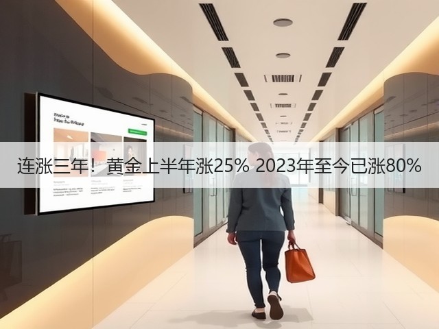 连涨三年!黄金上半年涨25% 2023年至今已涨80%(图1) 连涨三年!黄金上半年涨25% 2023年至今已涨80%(图1)