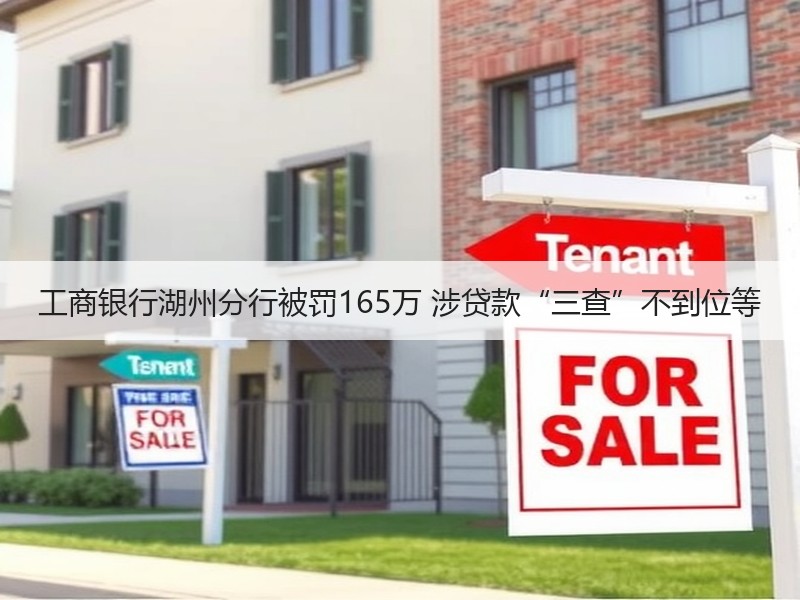 工商银行湖州分行被罚165万 涉贷款“三查”不到位等