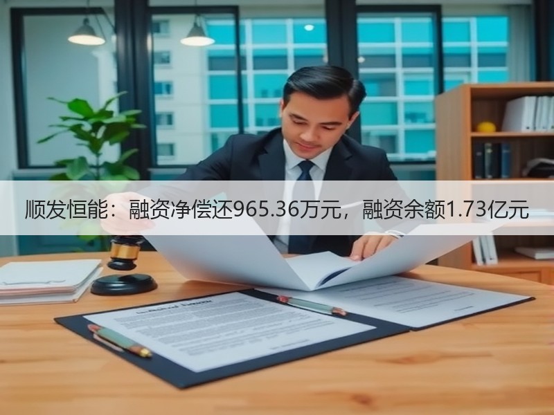 顺发恒能：融资净偿还965.36万元，融资余额1.73亿元