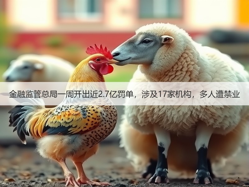 金融监管总局一周开出近2.7亿罚单，涉及17家机构，多人遭禁业