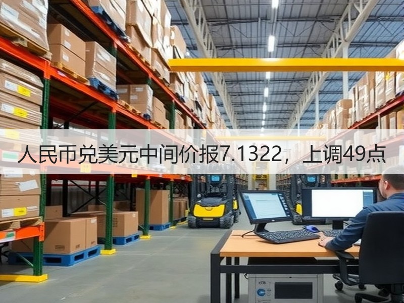 人民币兑美元中间价报7.1322，上调49点