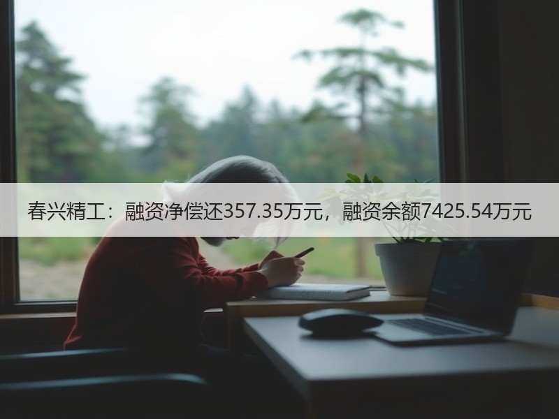 春兴精工：融资净偿还357.35万元，融资余额7425.54万元