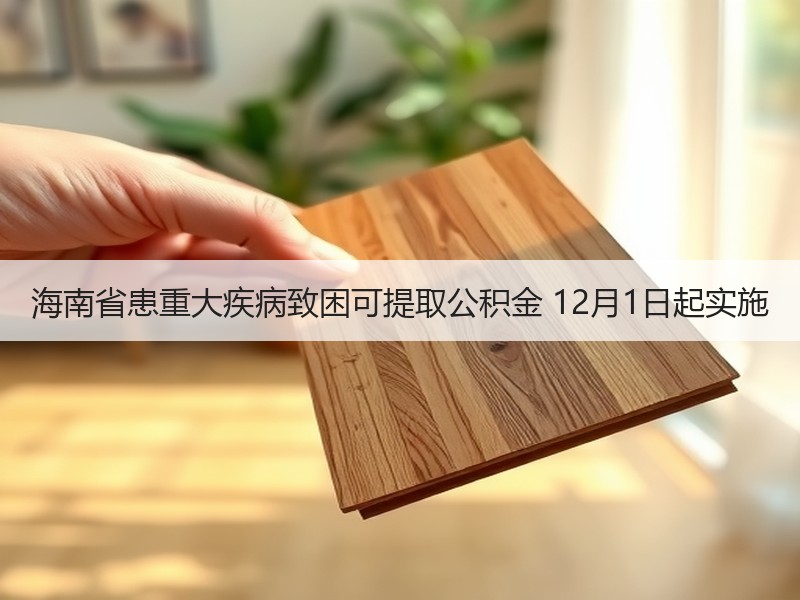 海南省患重大疾病致困可提取公积金 12月1日起实施
