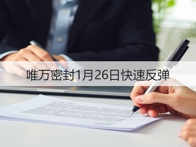 唯万密封1月26日快速反弹(图2) 唯万密封1月26日快速反弹(图2)