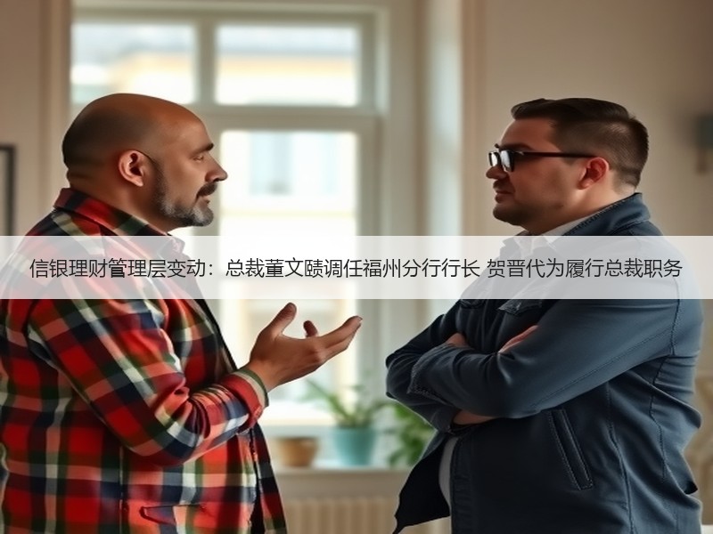 信银理财管理层变动：总裁董文赜调任福州分行行长 贺晋代为履行总裁职务