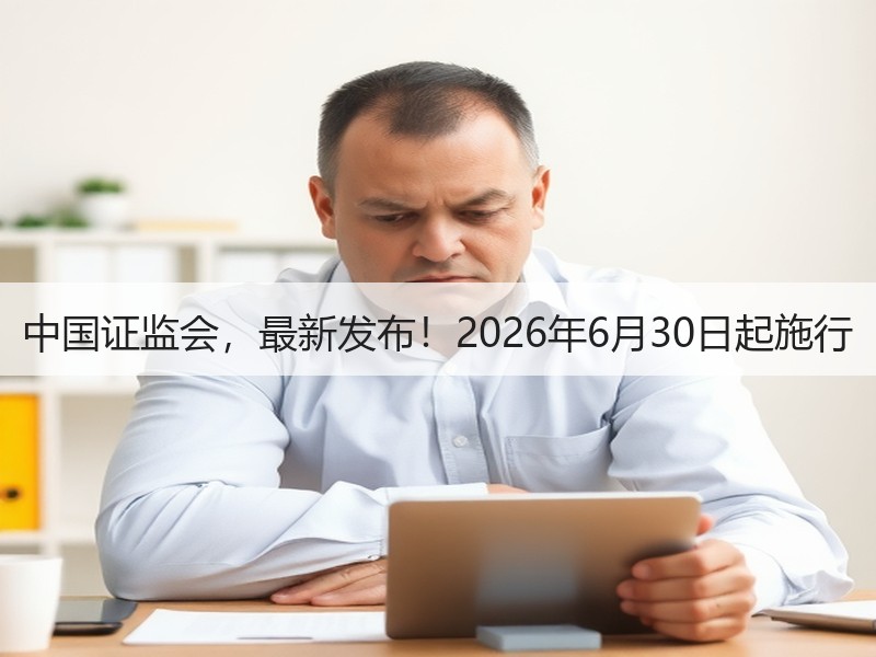 中国证监会，最新发布！2026年6月30日起施行