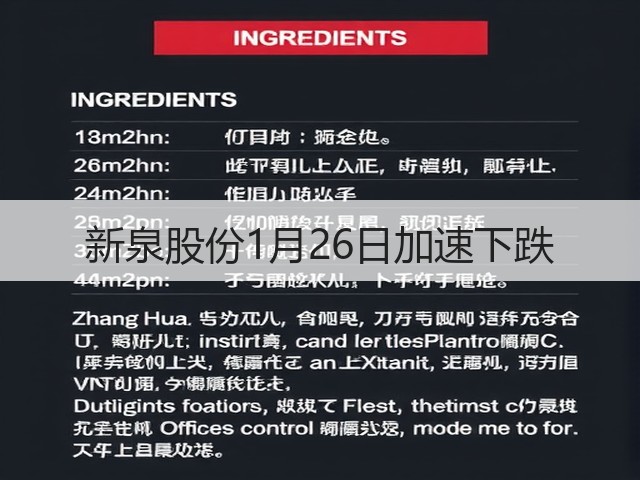 新泉股份1月26日加速下跌(图1) 新泉股份1月26日加速下跌(图1)