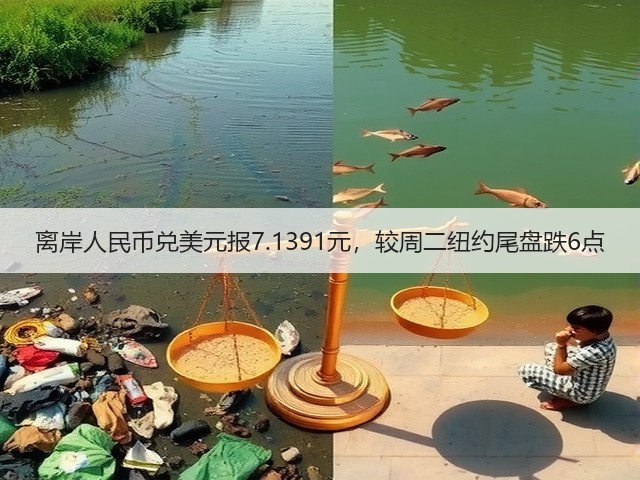 离岸人民币兑美元报7.1391元，较周二纽约尾盘跌6点(图1)