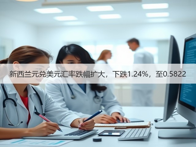 新西兰元兑美元汇率跌幅扩大，下跌1.24%，至0.5822(图1)