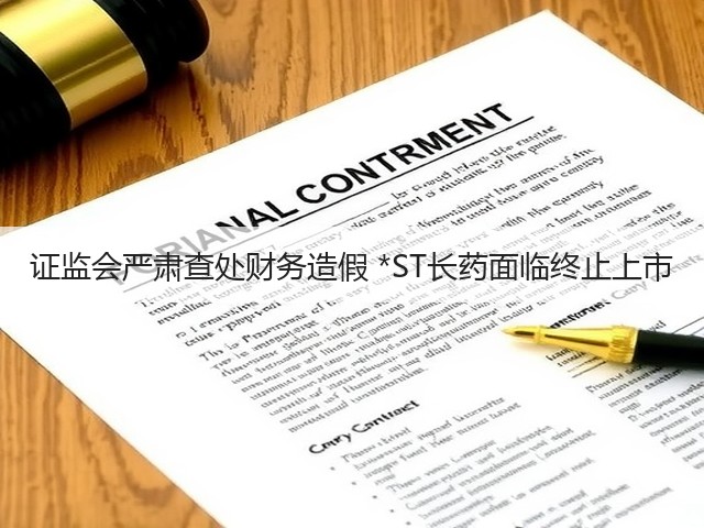 证监会严肃查处财务造假 *ST长药面临终止上市(图1) 证监会严肃查处财务造假 *ST长药面临终止上市(图1)