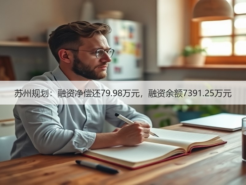 苏州规划：融资净偿还79.98万元，融资余额7391.25万元
