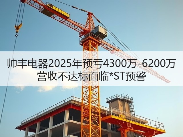 帅丰电器2025年预亏4300万-6200万 营收不达标面临*ST预警(图1) 帅丰电器2025年预亏4300万-6200万 营收不达标面临*ST预警(图1)