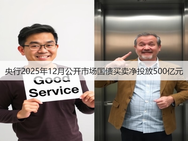 央行2025年12月公开市场国债买卖净投放500亿元