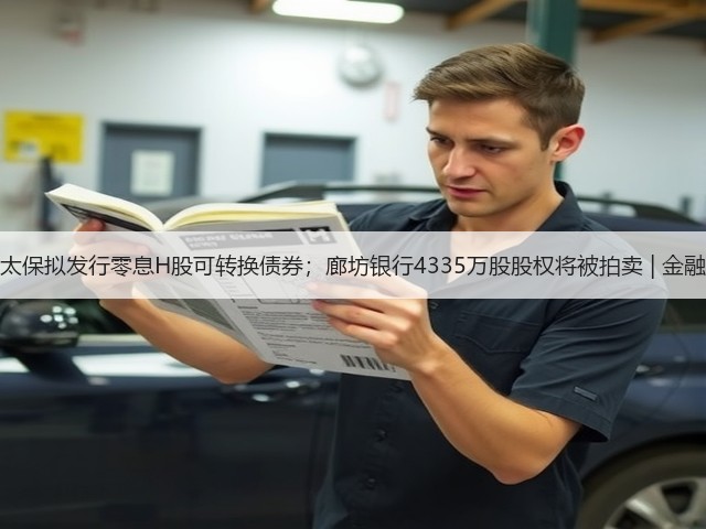 中国太保拟发行零息H股可转换债券;廊坊银行4335万股股权将被拍卖 | 金融早参(图1) 中国太保拟发行零息H股可转换债券;廊坊银行4335万股股权将被拍卖 | 金融早参(图1)