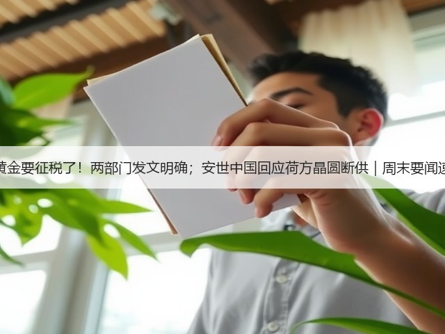 买黄金要征税了!两部门发文明确;安世中国回应荷方晶圆断供|周末要闻速递(图1) 买黄金要征税了!两部门发文明确;安世中国回应荷方晶圆断供|周末要闻速递(图1)