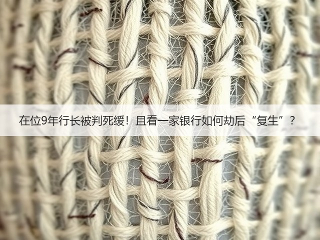 在位9年行长被判死缓!且看一家银行如何劫后“复生”?(图1) 在位9年行长被判死缓!且看一家银行如何劫后“复生”?(图1)