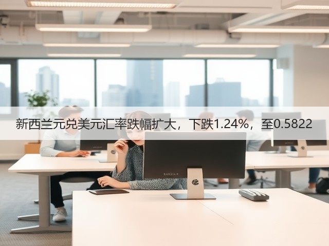 新西兰元兑美元汇率跌幅扩大，下跌1.24%，至0.5822(图1)