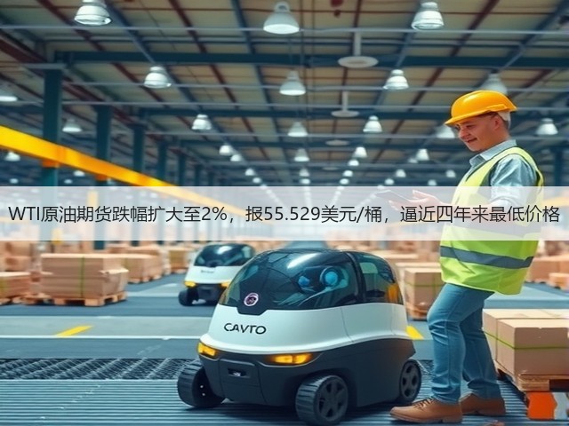 WTI原油期货跌幅扩大至2%，报55.529美元/桶，逼近四年来最低价格(图3)
