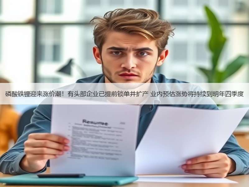 磷酸铁锂迎来涨价潮！有头部企业已提前锁单并扩产 业内预估涨势将持续到明年四季度