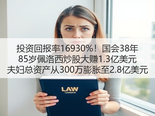 投资回报率16930%！国会38年 85岁佩洛西炒股大赚1.3亿美元 夫妇总资产从300万膨胀至2.8亿美元(图1)