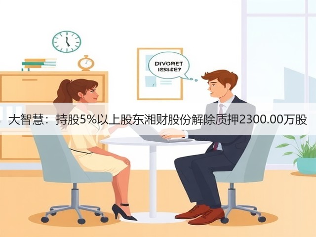 大智慧:持股5%以上股东湘财股份解除质押2300.00万股(图3) 大智慧:持股5%以上股东湘财股份解除质押2300.00万股(图3)
